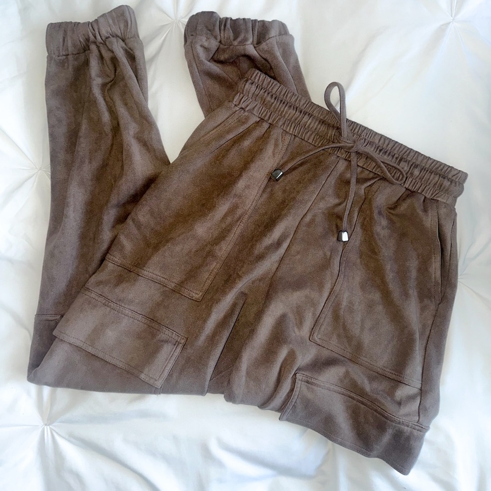 HYFVE Taupe Suede Casual Pants NEW